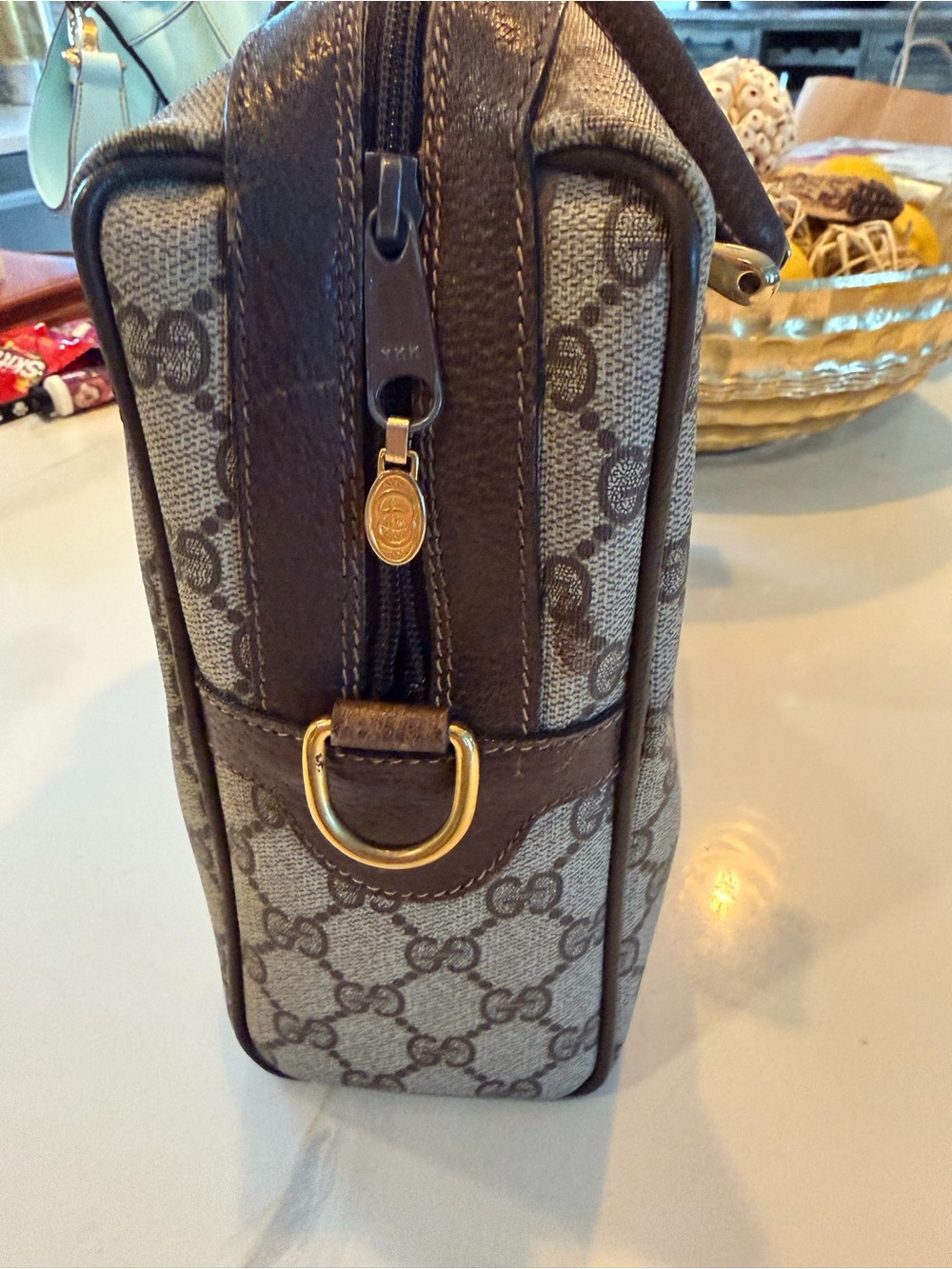 Gucci Beige Monogram Satchel with Green-Red Web Stripe - Picture 3 of 8